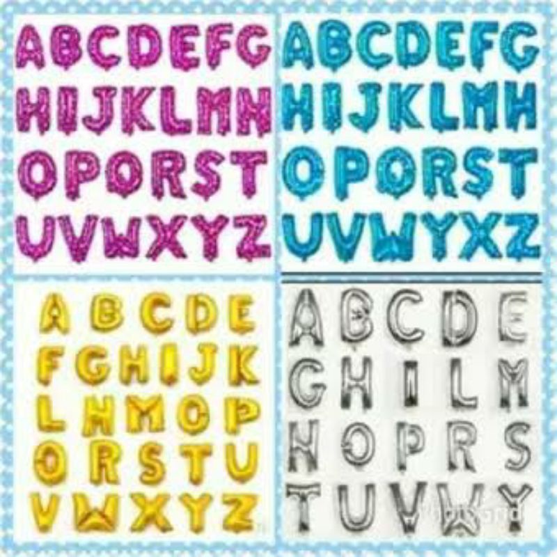 Balon Foil Huruf dan Angka Warna Pink