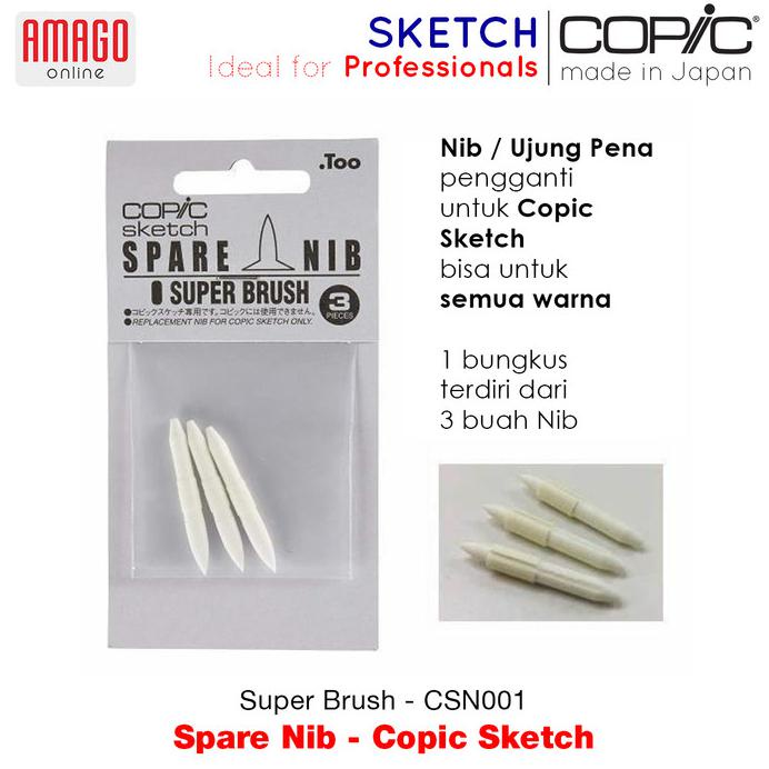 

COPIC SKETCH - NIBS - SUPER BRUSH - UJUNG PENA PENGGANTI - CSN001