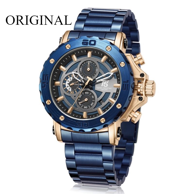 Jam tangan pria T5 H 3702 original T5 H3702 analog free tin box