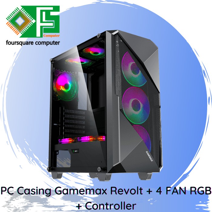 PC Casing Gamemax Revolt + 4 FAN RGB + Controller / Casing gaming | Casing Pc | casing Komputer