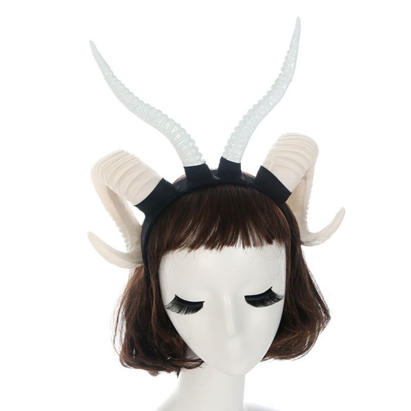 Bando Desain Tanduk Domba Imitasi Gaya Gothic Untuk Kostum Cosplay Anak Dan Dewasa