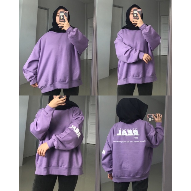 PART I SWEATER OVERSIZE/ CREWNECK THRIFT / PART 2 / SWEATER THRIFT / SWEATER OVERSIZE LENGAN BALON-Ld142 P68 real lilac