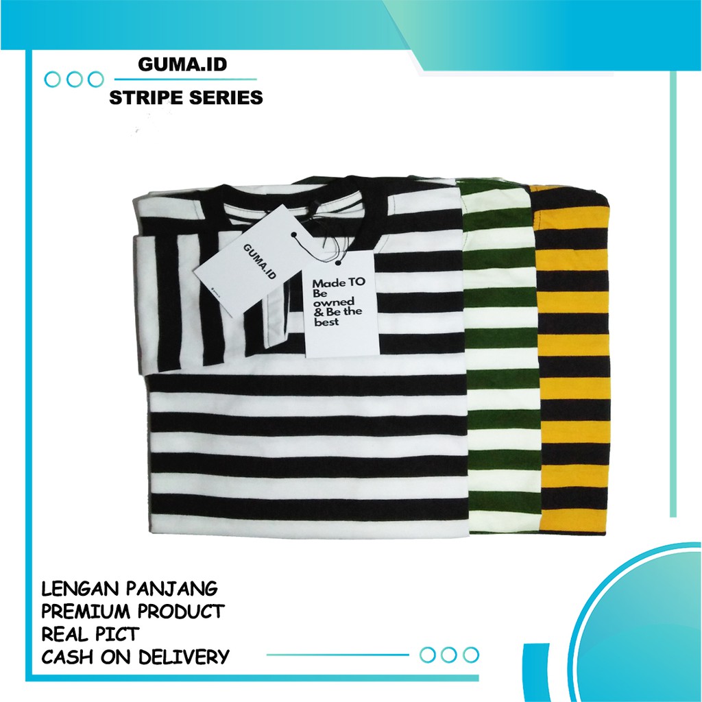 Baju Kaos Keren Distro Salur pria wanita Belang Big Stripe LENGAN PANJANG Guma.id