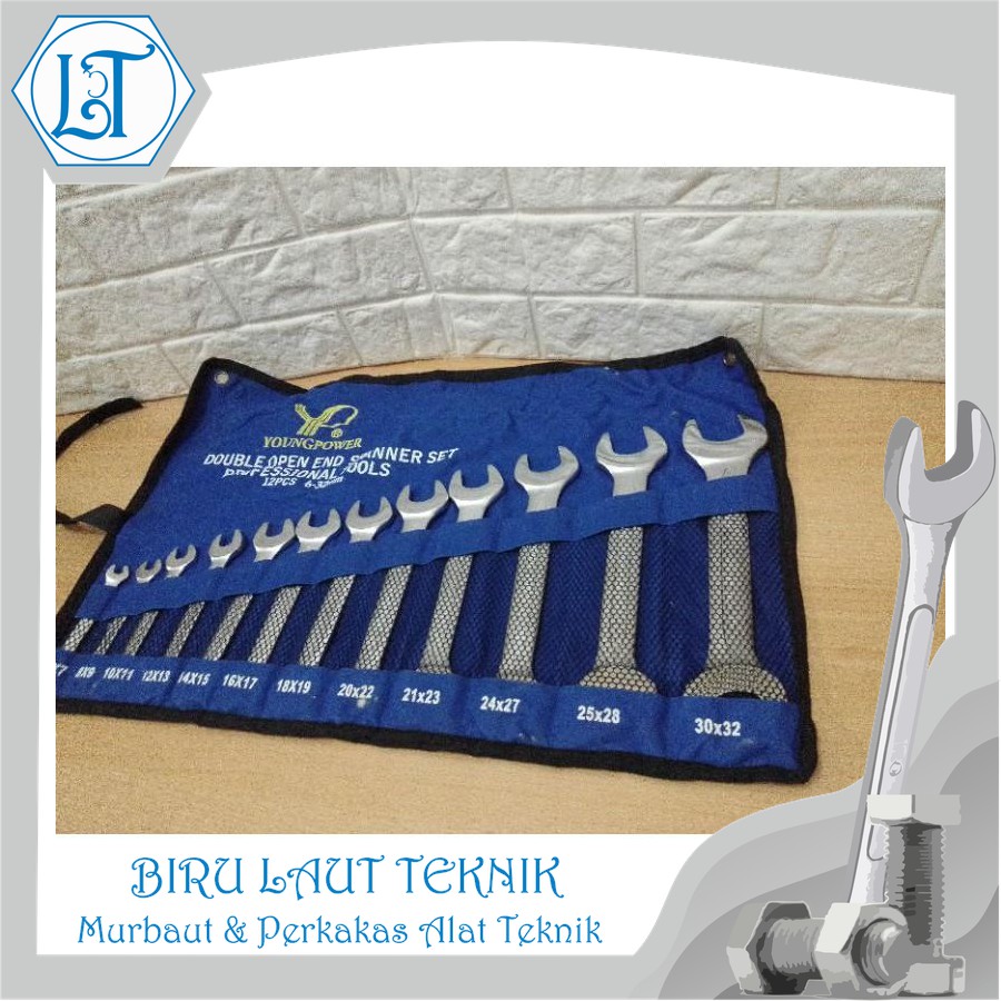 YOUNG POWER kunci pas-pas set 6-32 kunci cvt treker cvt kunci shock kunci ring 12 pcs Berkualitas