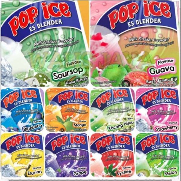 

MINUMAN INSTAN POP ICE BLENDER RENCENG MINUMAN BUBUK INSTAN MURAH RASA STRAWBERRY COKLAT MANGGA