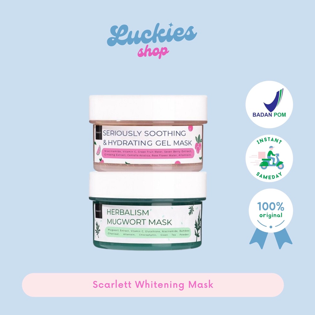 Scarlett Whitening Herbalism Mugwort Mask Seriously Soothing &amp; Hydrating Gel Mask Masker Gel Lumpur Wajah Scarlet