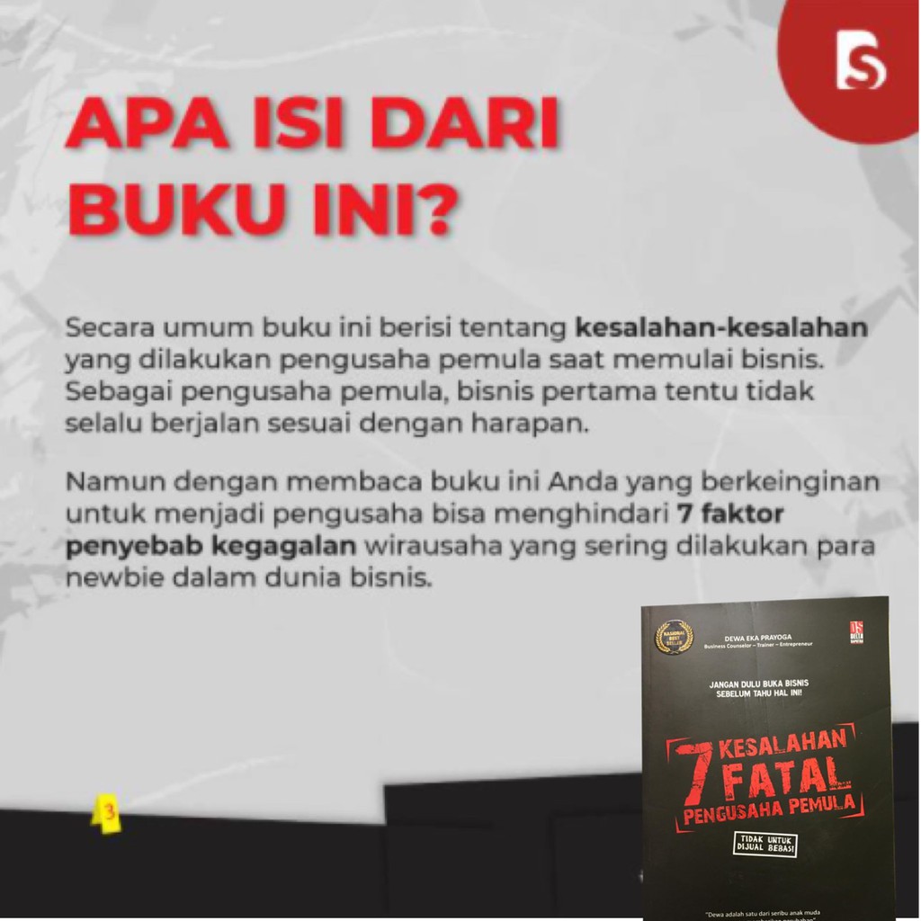 Buku Bisnis 7 KESALAHAN FATAL PENGUSAHA PEMULA | Dewa Eka Prayoga