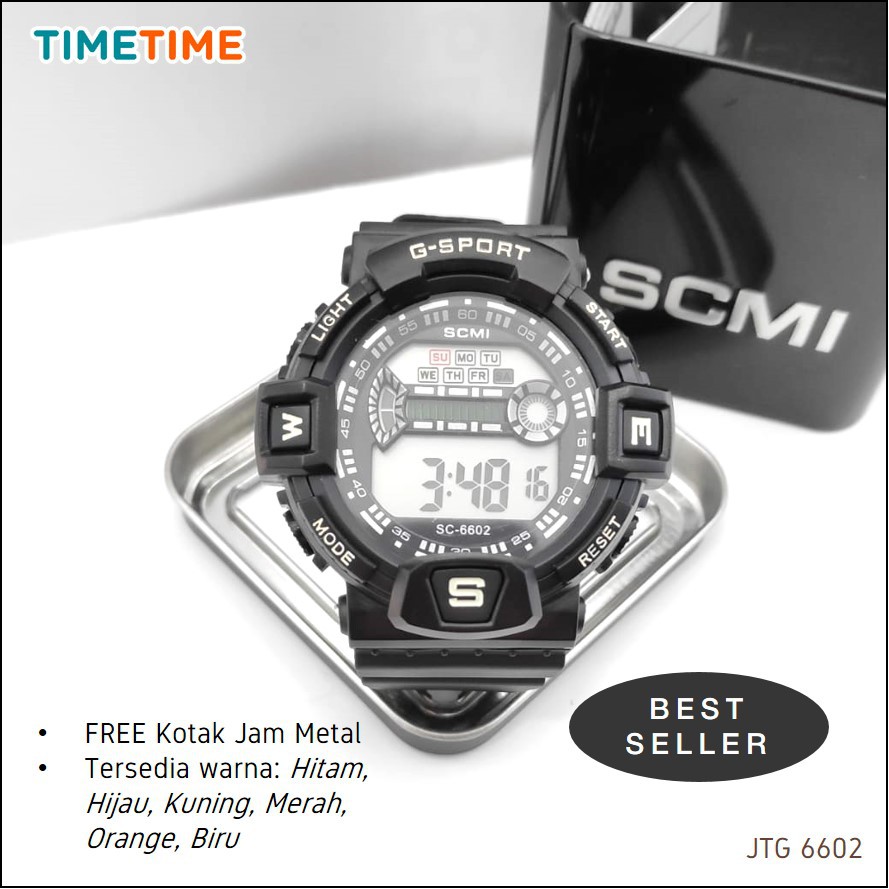 Jam Tangan Sport Digital Unisex Pria Wanita BEST SELLER Free Baterai dan Kotak Jam Metal 6602