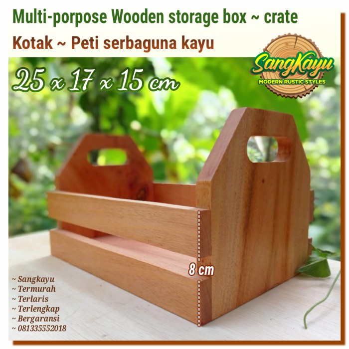 Kotak penyimpanan serbaguna storage box kayu 25x17 wooden crate peti