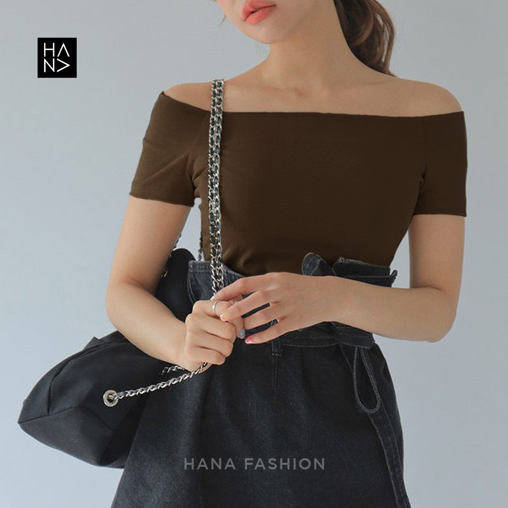 HanaFashion JKT - Kirei Sabrina Crop Top T-Shirt Kaos Pendek Wanita Murah - CT124