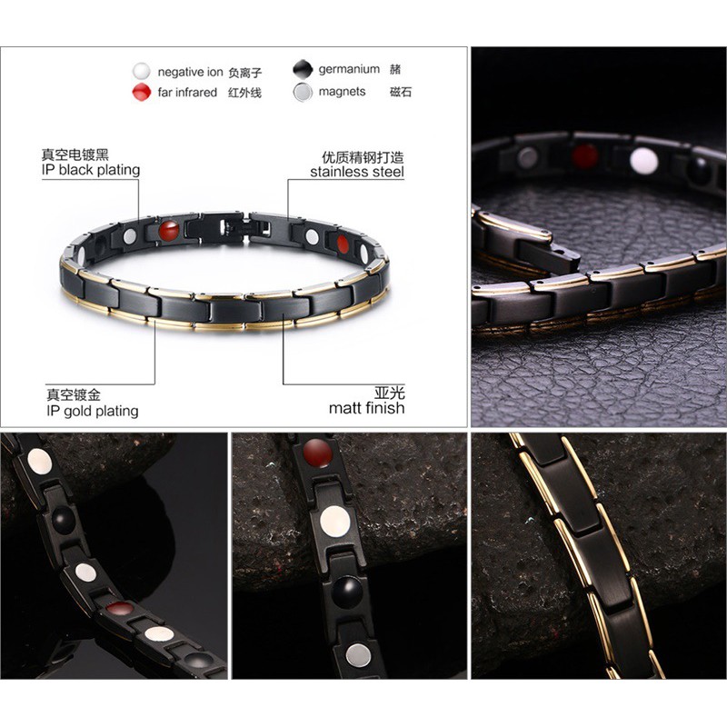 Gelang cowok cewek / gelang pria wanita / Gelang kesehatan titanium nano magnet energi GP013