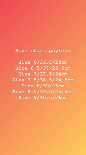 payless size chart