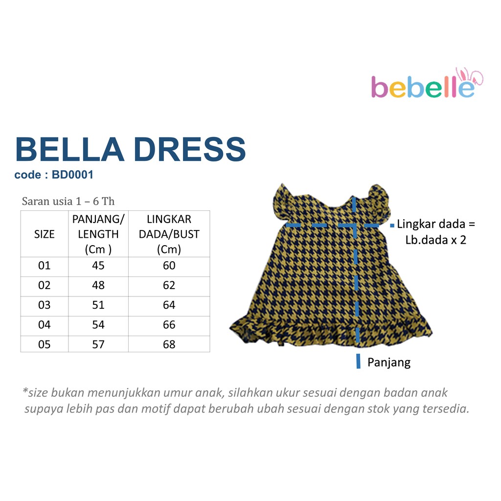 BEBELLE  BELLA DRESS BD001 BAJU ANAK CEWEK