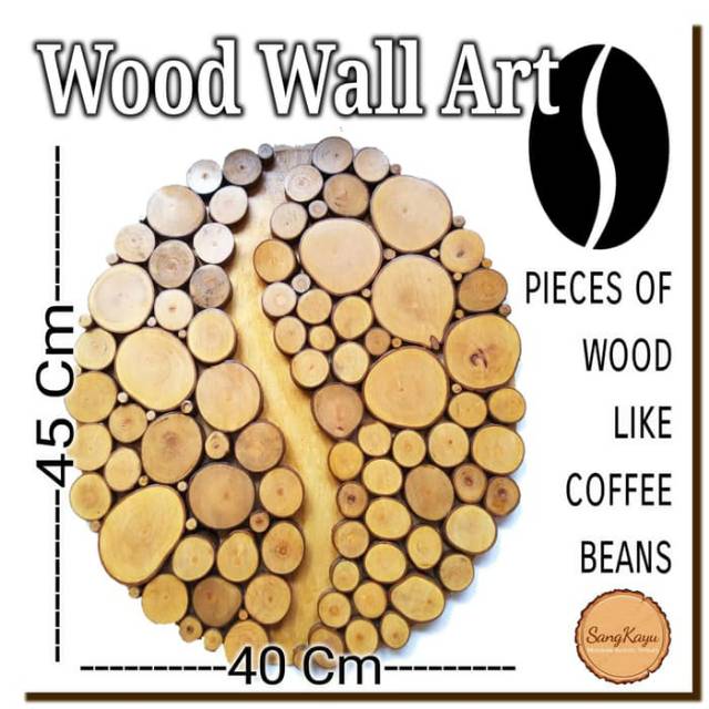 Wood Wall Art Coffee beans wall art 45x40 Cm hiasan dinding wallpaper