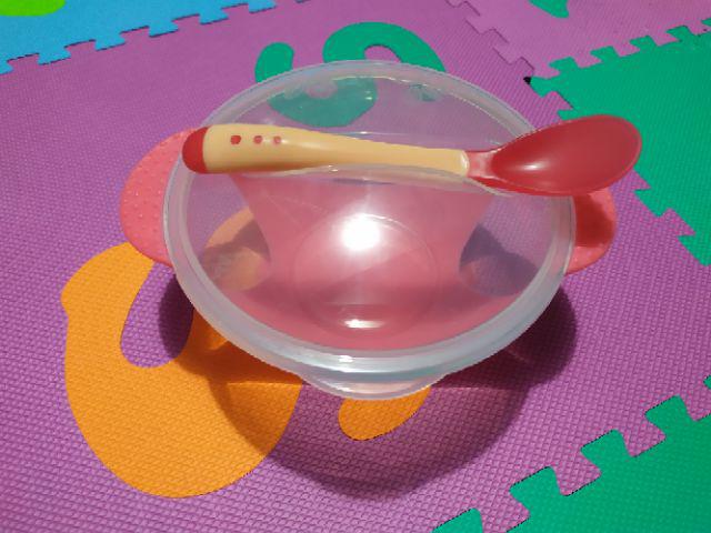 Set Mangkuk Makanan Dengan Sendok Sensor Temperatur Untuk Latihan Makan