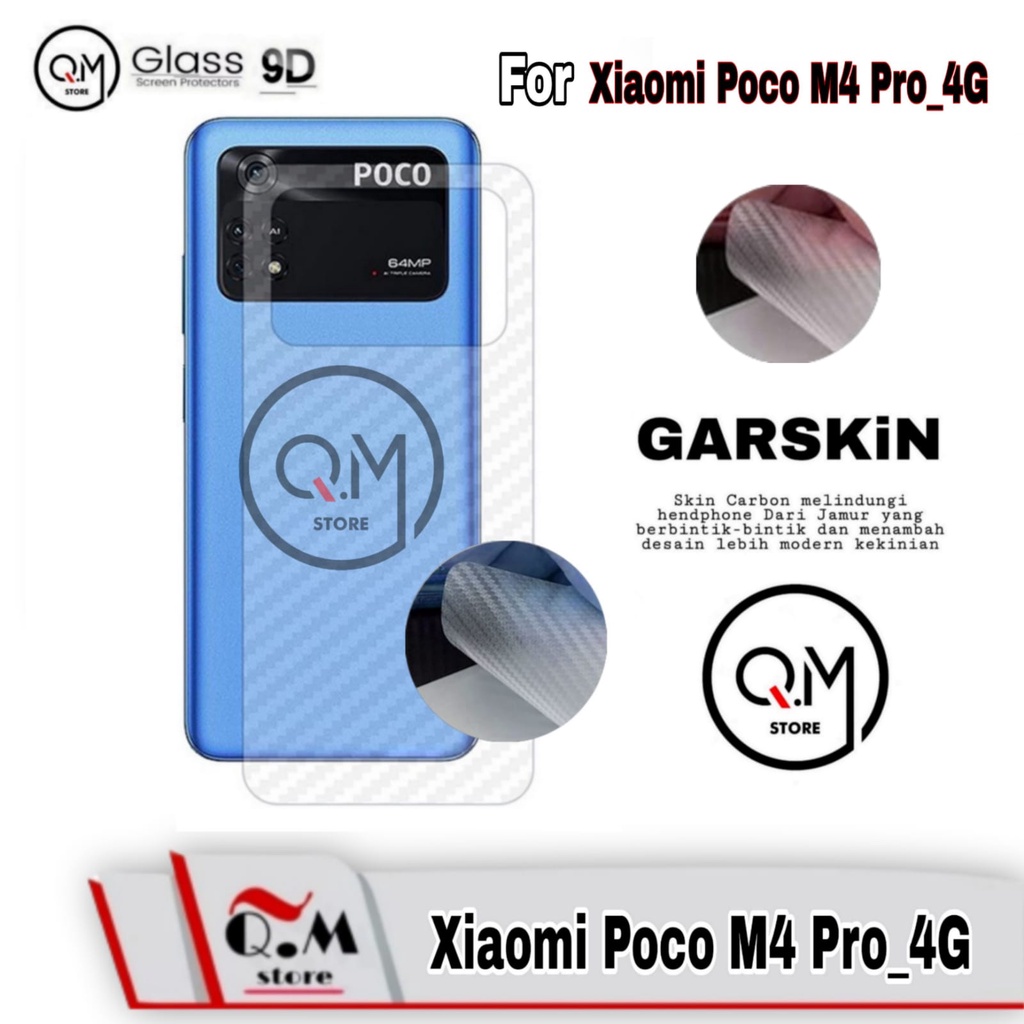 Skin Carbon Garskin Xiaomi Poco M4 Pro 4G Garskin High Quality Pelindung Back Cover Full 9D