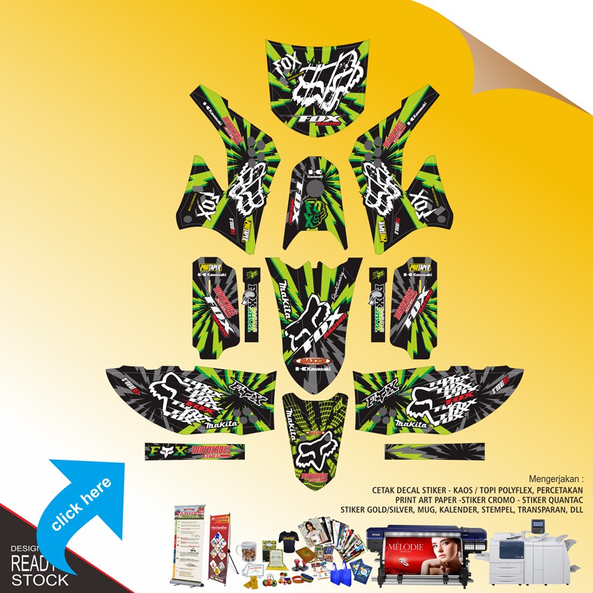 DECAL STICKER MOTOR KAWASAKI KLX PETIR HIJAU