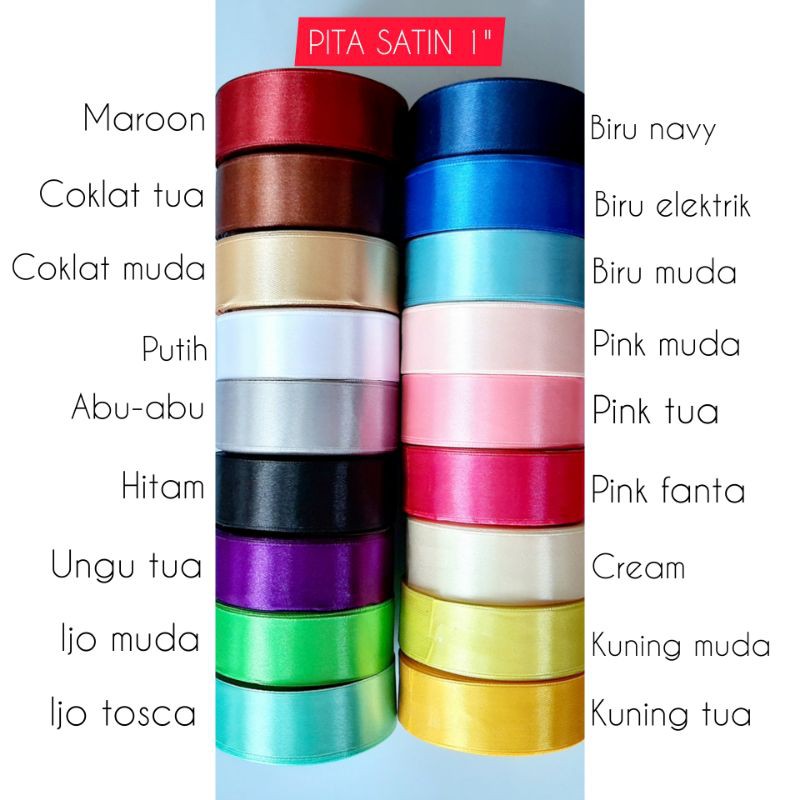  Pita  Satin 1 inch 2 5cm 20 yard Shopee Indonesia