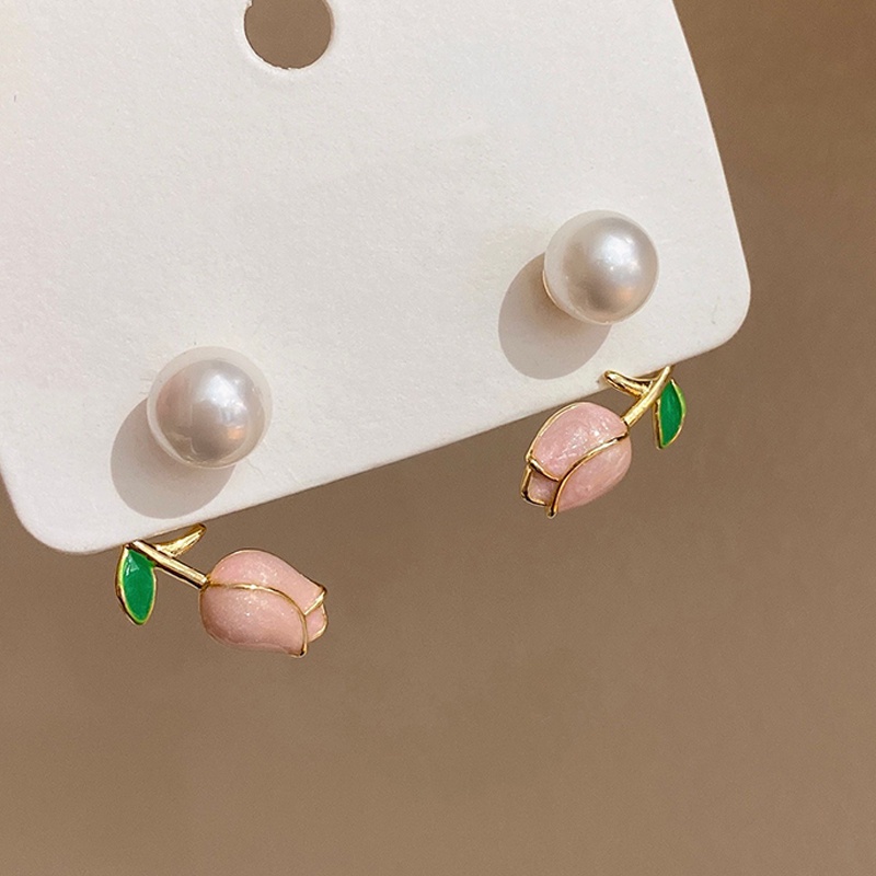 Anting Mutiara Bentuk Tulip Untuk Wanita