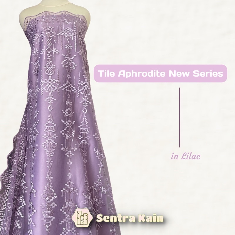 Kain Bahan Brokat Bordir Kebaya Dress Aphrodite Etnik New Series warna Lilac / Ungu / Limited