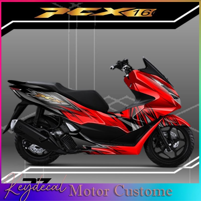 Decal sticker Honda PCX 160 full body Striping pcx 160 full motif grafis Stiker pcx merah Sticker mo