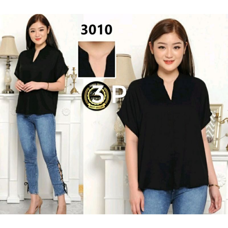 KEMEJA WANITA POLOS JUMBO LD 118 RAYON BUSUI 3POINT