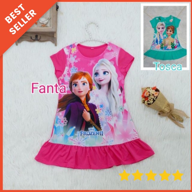 [2-8T] Dress anak perempuan import full printing ALOHA KAI / DASTER ANAK ALOHA KAI FROZEN