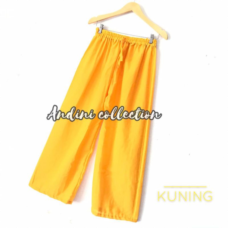 celana kulot polos full karet-Kuning