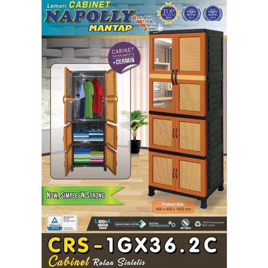 Lemari Rotan Sintetis Napolly 4 Tingkat Gantungan Baju