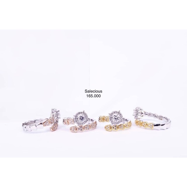 Cincin perhiasan Lapis emas luxury dengan zircon italy asli