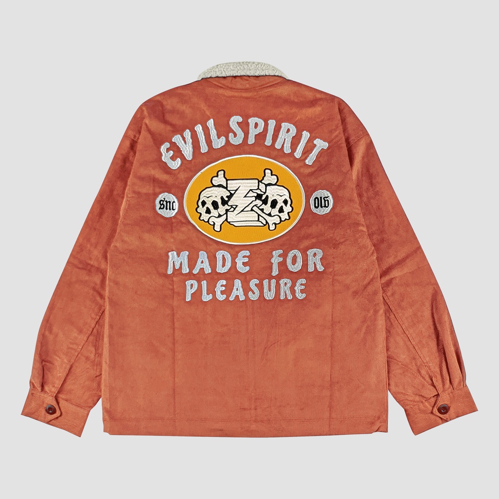 EVILSPIRIT JACKET CORDUROY - THE SKULL LOGO ORANGE UNISEX