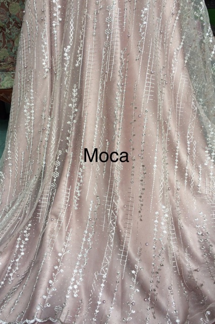 Kain tulle akar mutiara/motif salur/kain mutiara