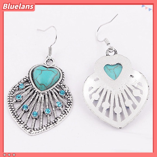 Anting Kait Gantung Desain Daun Hollow Hias Turquoise Gaya Bohemian Untuk Wanita