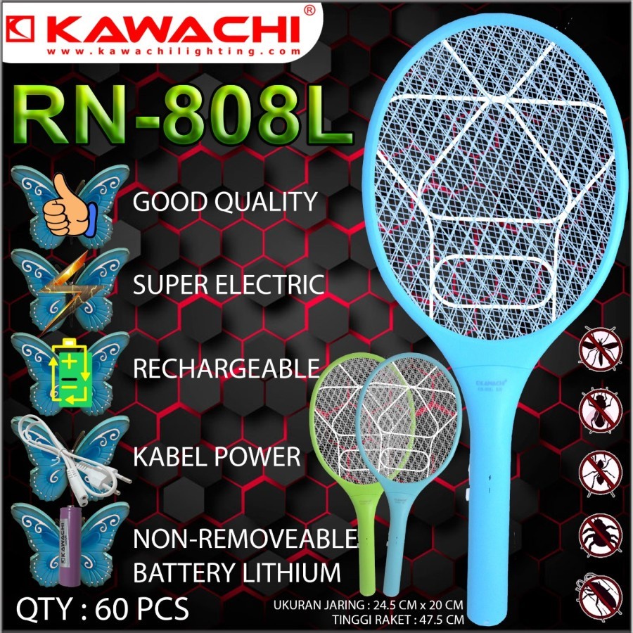 Raket Nyamuk Kawachi RN-808L rechargeable mosquito cas rn 808l