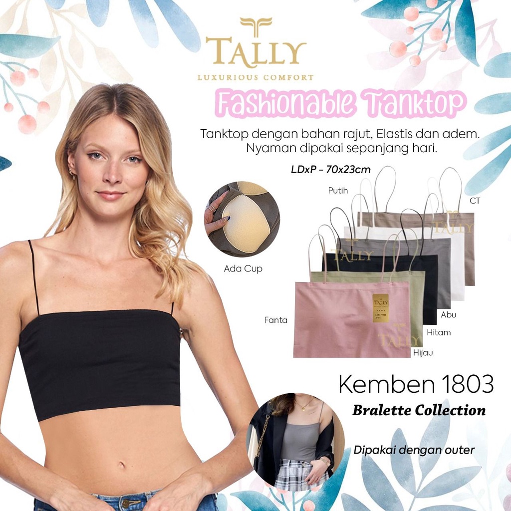 TALLY BRA KEMBEN BRALETTE 1803 I CUP B KECIL | FREE SIZE I ADA BUSA YANG TIDAK BISA DILEPAS PASANG I TANPA KAWAT I BAHAN RAJUT