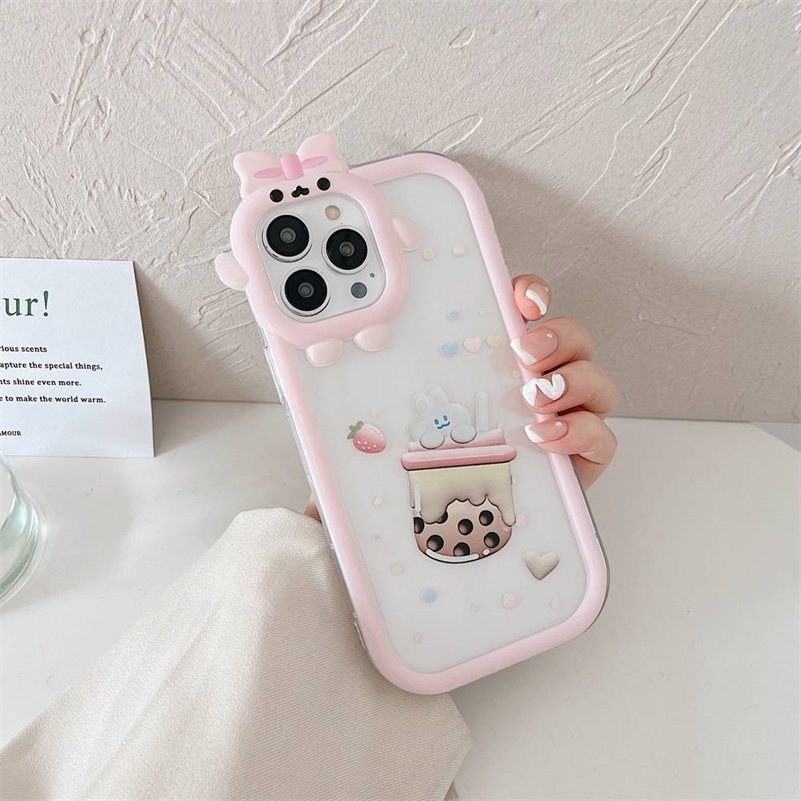 Soft Case Pelindung Lensa Bumper Motif Kartun Beruang Monster Untuk iPhone 14 13 12 11 Pro Max X Xr Xs Max 7 8 6 6s Plus SE 2020