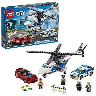 `````````] LEGO City-60138 High-speed Chase Set Kid Toy Police Cop Car Helicopter