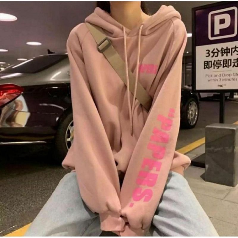 Hoodie Sweater PAPPERS Oversize Wanita Atasan Jacket Kekinian Modern Style Motif Cute Outfit Kasual Korean Style Jacket