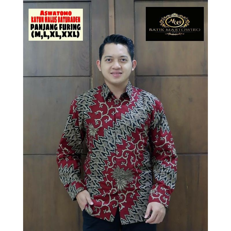 Kemeja Batik Warna Merah Marun Batik Pria Terbaru Batik Panjang Batik Pendek ASWATOMOABANG