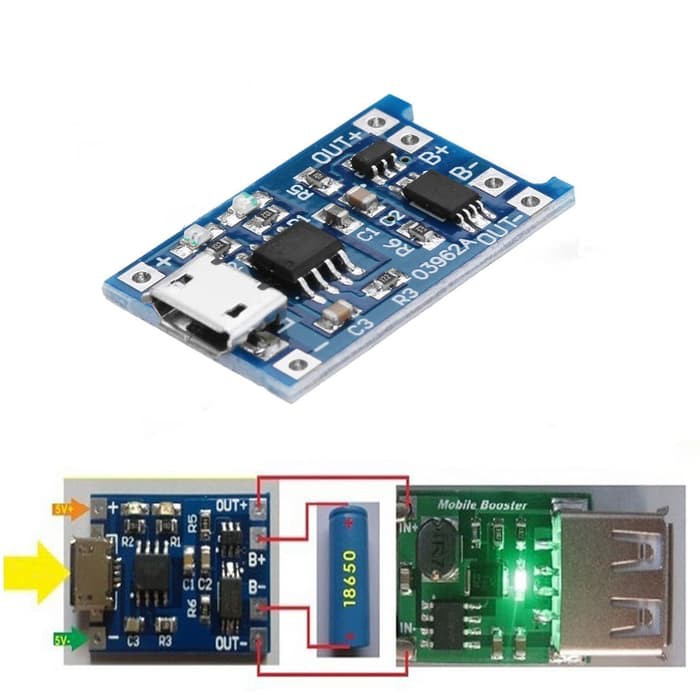 TP4056 1A Lithium Battery Micro USB Charger Module with IC Protection