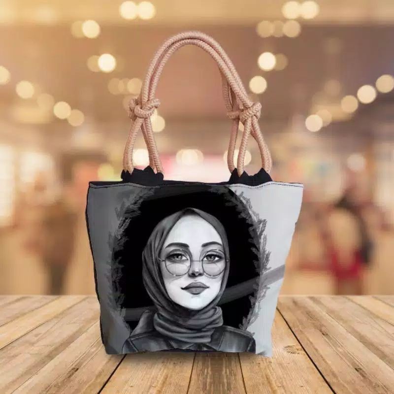 TAS Sumbu Tas Tote bag tali sumbu/ Tote bag canvas tas hijab