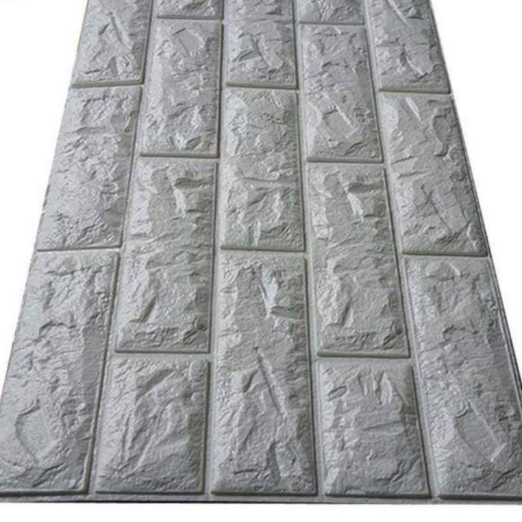 Wallpaper 3D Brick Dekorasi Dinding Wall Foam Brick 3D Batu Bata Waterproof Setengah uk 38Cm X 70Cm BD19-ABU-GLOSSY