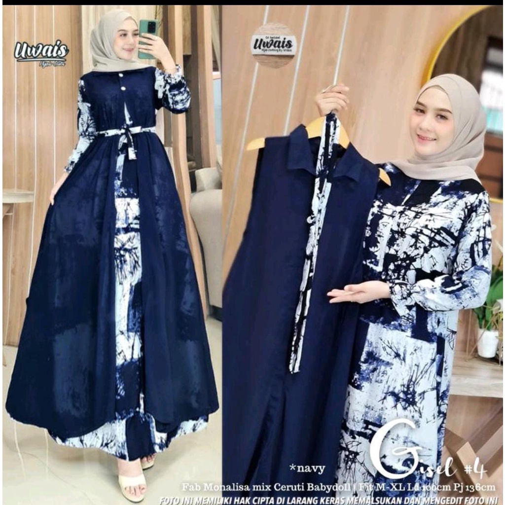 LANGSUNG KIRIM GAMIS  SUPER JUMBO PLUS BLAZZER CERUTY PISAH/GISEL/ Gamis MONALISA JUMBO XXXL LD 130[ BB 95-120 KG] //OUTER CERUTY BEBYDOLL