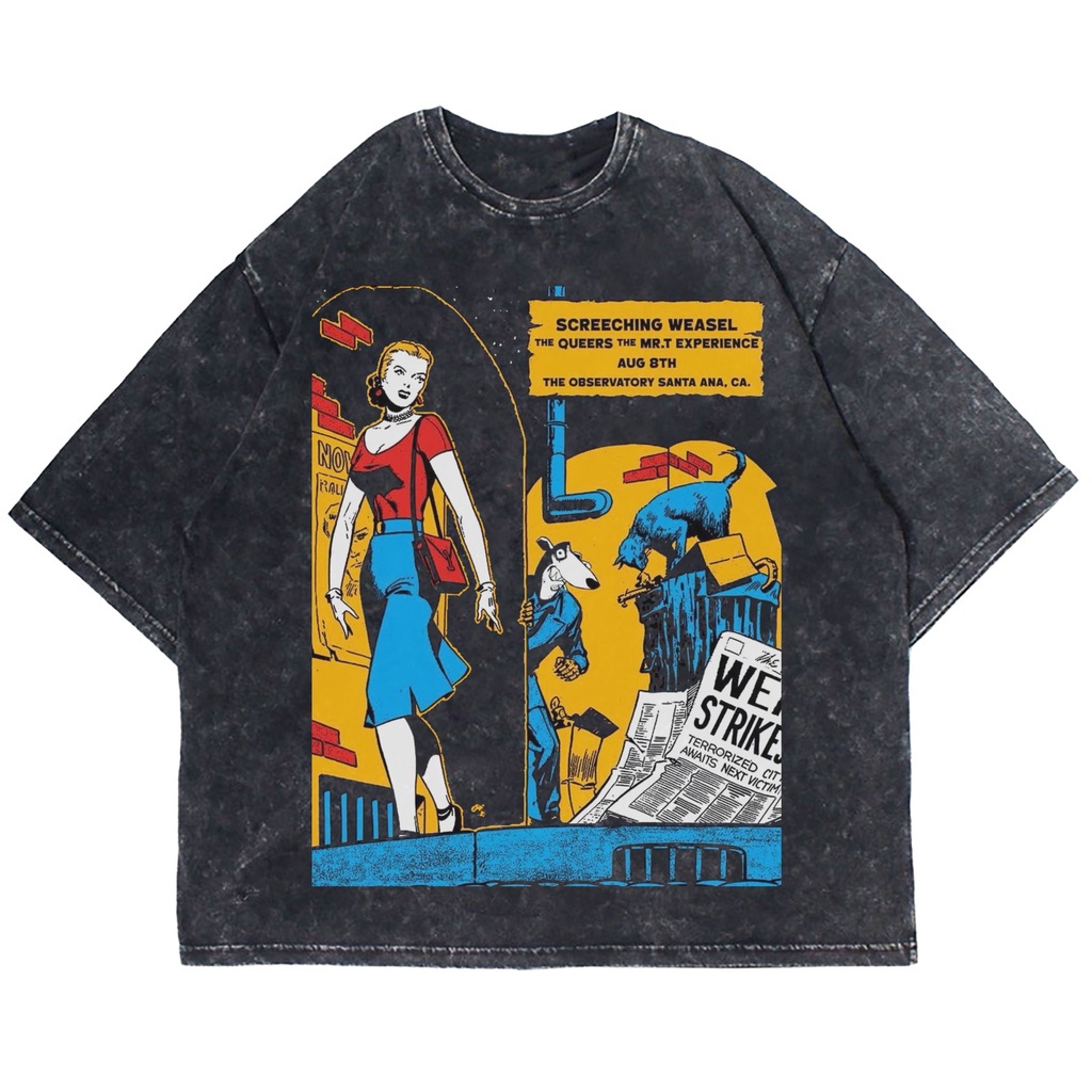 KAOS OVERSIZE SCREECHING WEASEL THE QUEEN WASHING VINTAGE TEE (T-SHIRT OVERSIZE WASHED)