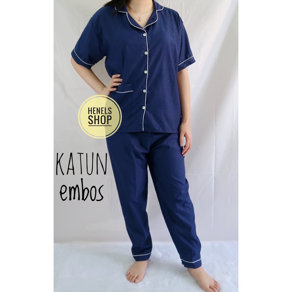 HENELS PIYAMA DEWASA | BAJU TIDUR DEWASA | BISA COD | PIYAMA WANITA | KATUN | PAKAIAN TIDUR | PIYAMA PENDEK | PIYAMA PANJANG | PIYAMA XL | BAJU TIDUR WANITA | PIYAMA BTS BT21-CP EMBOS BIRU