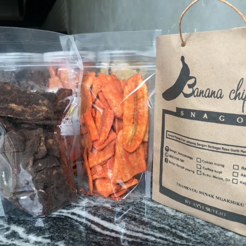 

Banana Chipciayi Cemilan keripik pisang coklat balado cheese gurih renyah
