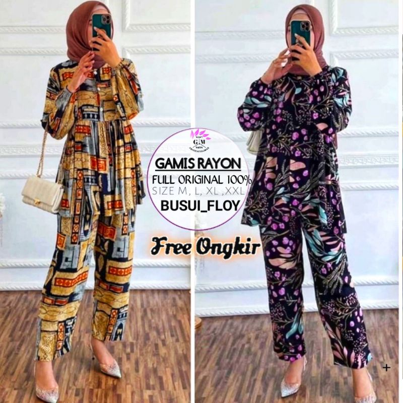Setelan Blouse Dan Celana Wanita Crinkle Oversize Atasan Kemeja Import One Set Rayon Premium