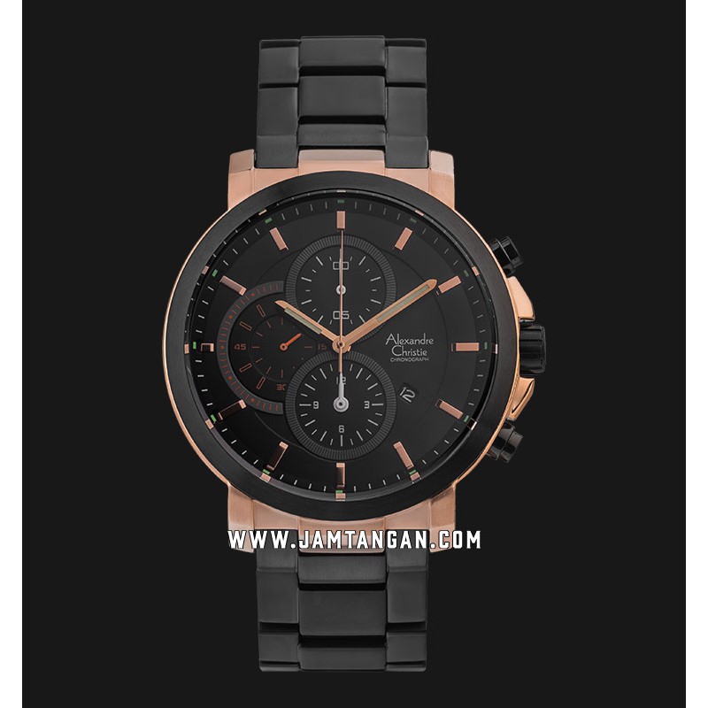 Alexandre Christie AC 6563 MC BBRBA Chronograph Men Black Dial Black Stainless Steel Strap