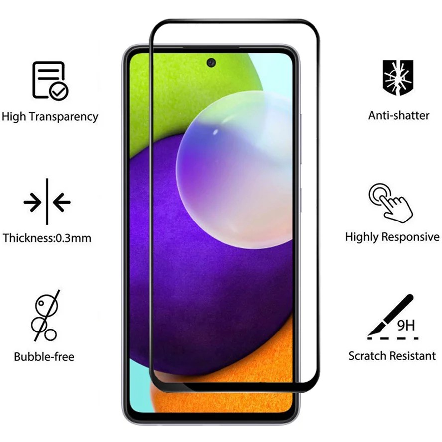 Tempered Glass 9D Samsung A52 / A52S Anti Gores Pelindung Layar Screen Protector Samsung A52 A52S 5G 4G 2021 Full Cover