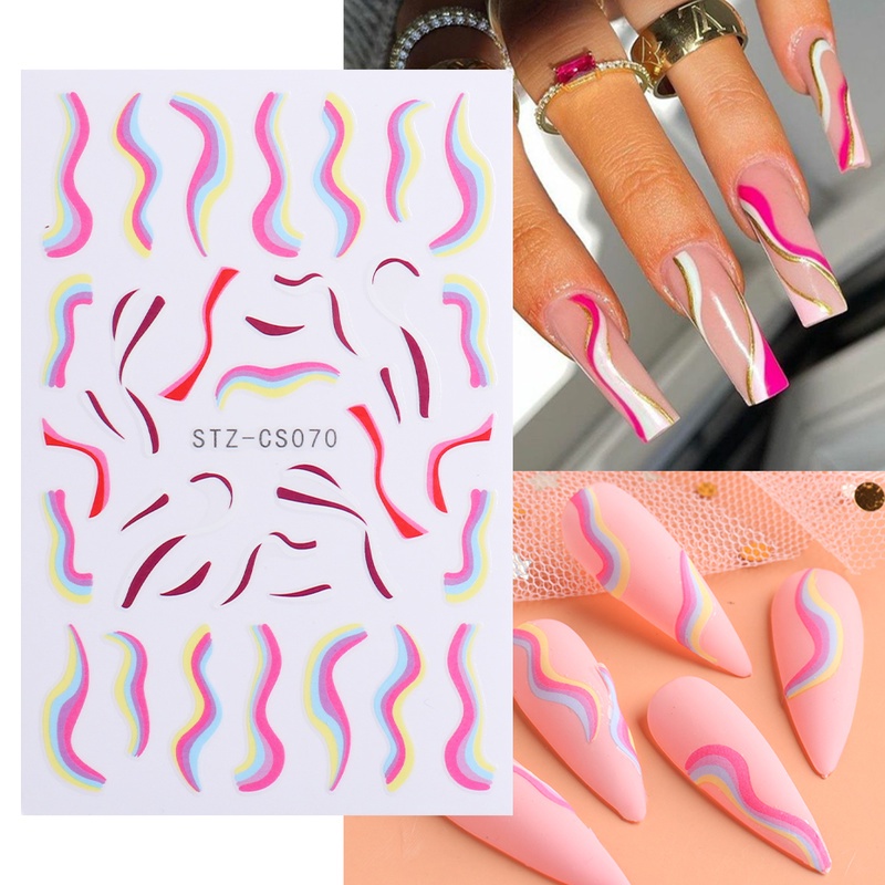 [Wavy Striped Cow Pattern Nail Foils] [3D Geometry Nails Stickers ] [Paper Nails Stickers] [DIY Manicure Accessories]